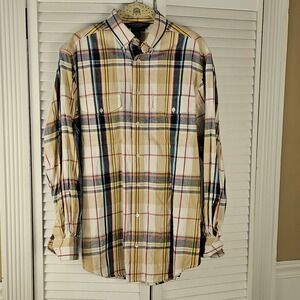 J Peterman Company Mens Plaid‎ Long Sleeve Button Down Shirt Small